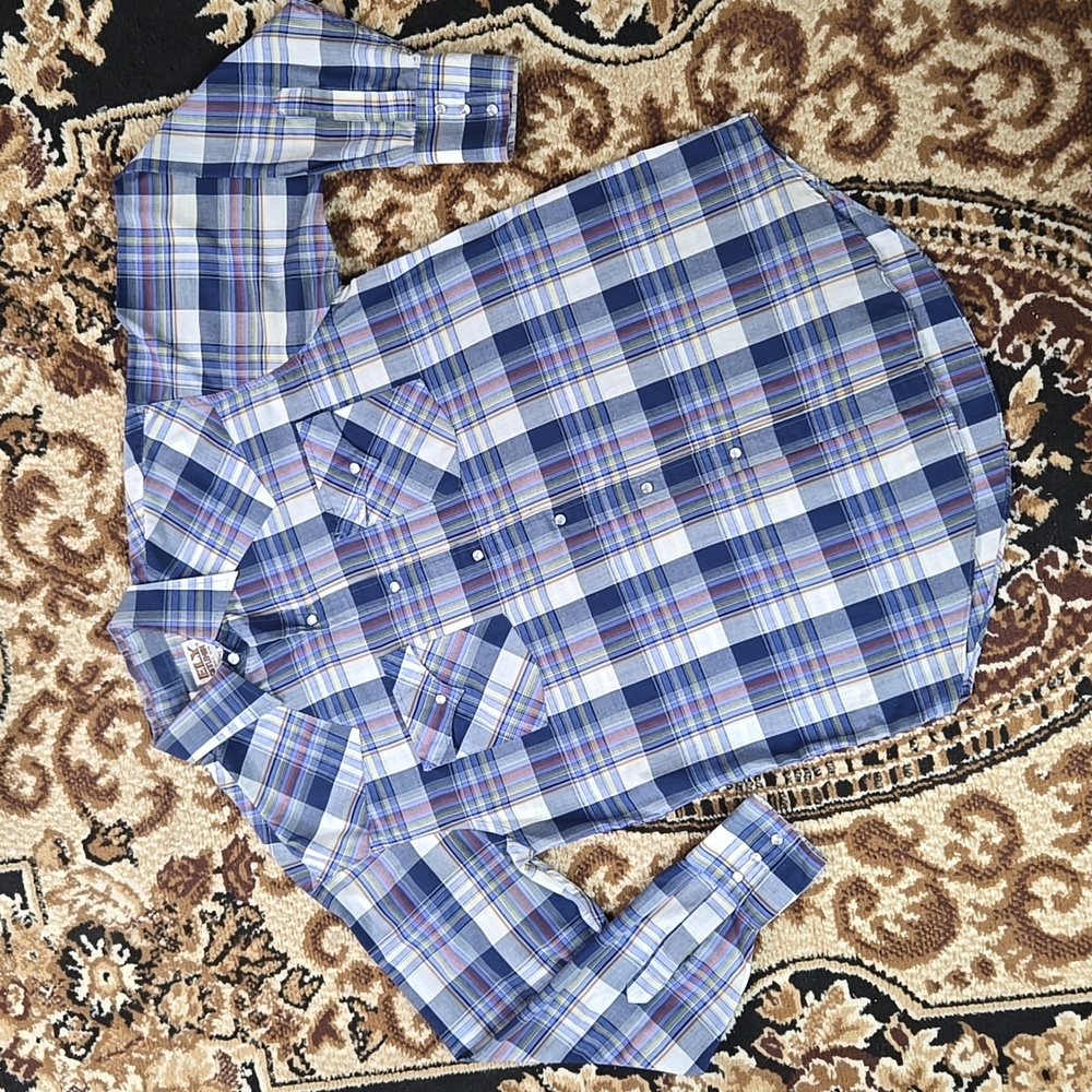 Ely Cattleman Retro Plaid Pearl Snap Shirt Vintage Western Rodeo 70s 80s 1980